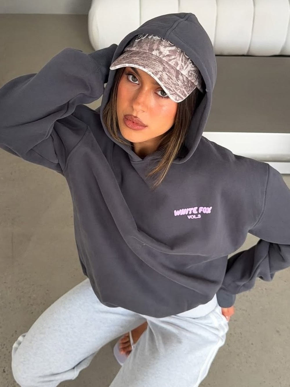 White Fox OFFSTAGE Volcanic Hoodie with Pink Logo, Vol 3 S/M
